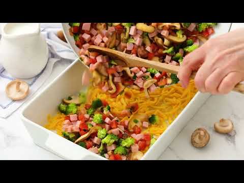 Veggie Ham and Cheese Breakfast Egg Casserole