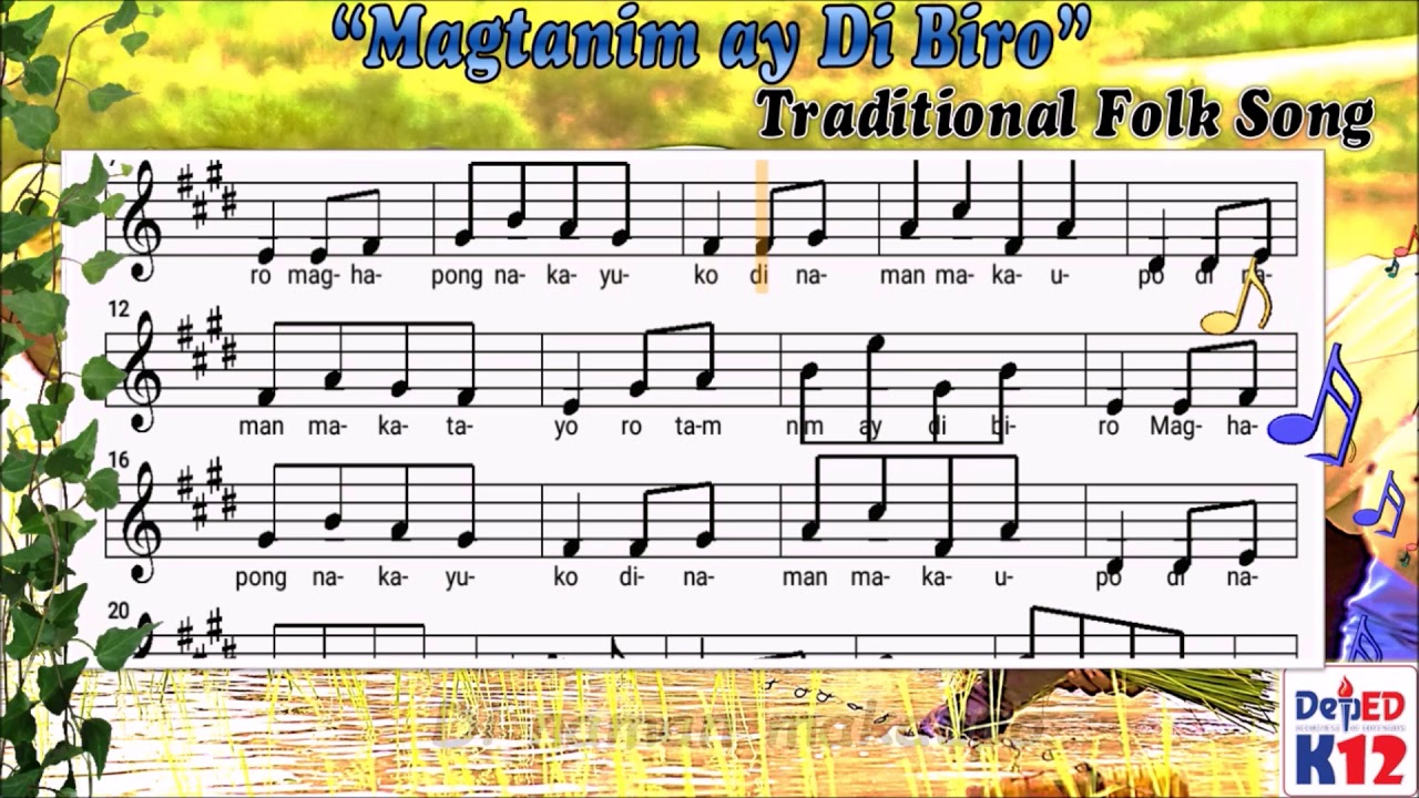 Putar video Magtanim ay Di Biro K12 Song notation Traditional Folk Song sekarang Magtanim ay Di Biro K12 Song notation Traditional Folk Song