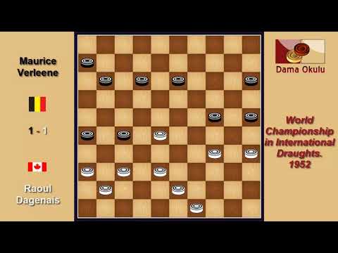 Raoul Dagenais (CAN) - Maurice Verleene (BEL). Draughts World Championship. 1952.