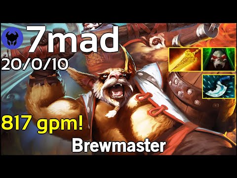 817 gpm! 7mad plays Brewmaster!!! Dota 2 7.20
