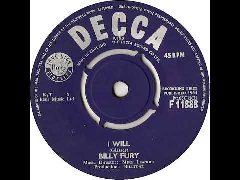 UK New Entry 1964 (93) Billy Fury - I Will