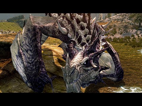 "Sahloknir" Dragon Boss Fight ON SURVIVAL - Skyrim Anniversary Edition (Kynesgrove)