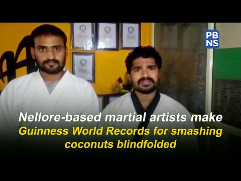Nellore-based martial artists make Guinness World Records for smashing coconuts blindfolded