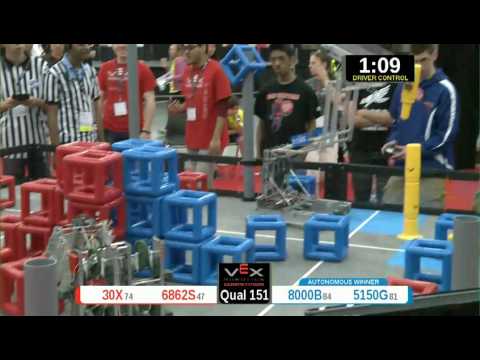 2015 VRC Math Q151 - 30X 6862S vs 8000B 5150G - 38 to 45 - VEX Worlds 2015 - Math Division