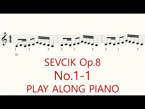 Violin Sevcik Op.8 No.1-1 Shifting the position Practice Play Along Piano