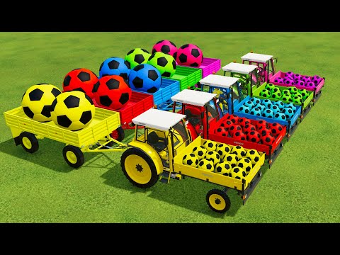 TRANSPORTING BIG vs SMALL SOCCER BALLS CHALLENGE w/ FENDT TRACTORS - Farming Simulator 22