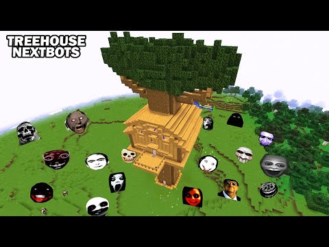 SURVIVAL TREE HOUSE PART WITH 100 NEXTBOTS in Minecraft - Gameplay - Coffin Meme