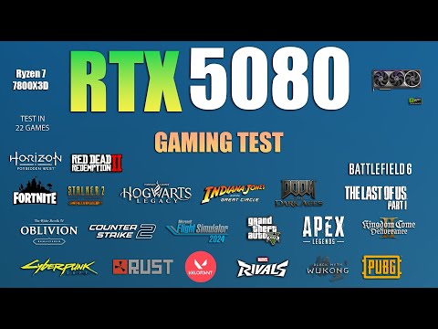 RTX 5080 — test i 22 spel