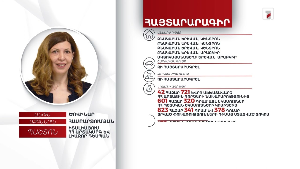 5 անշարժ գույք, 31 հազար եվրո. Իտալիայում ՀՀ դեսպան Ծովինար Համբարձումյանի հայտարարագիրը