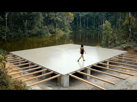 Talented Woman Builds Modern Lake House with Bridge From Scratch | @freefootsteps877