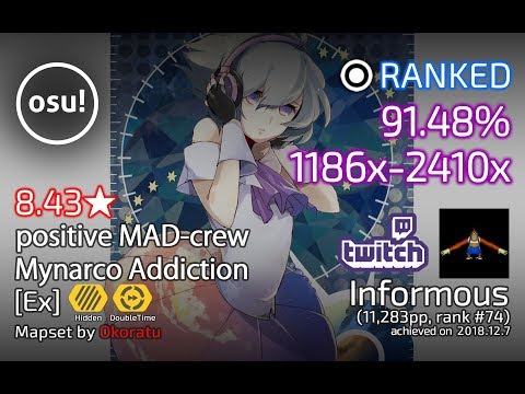 Informous丨91.48% 1186x-2410x Pass丨positive MAD-crew - Mynarco Addiction [Ex] +HDDT