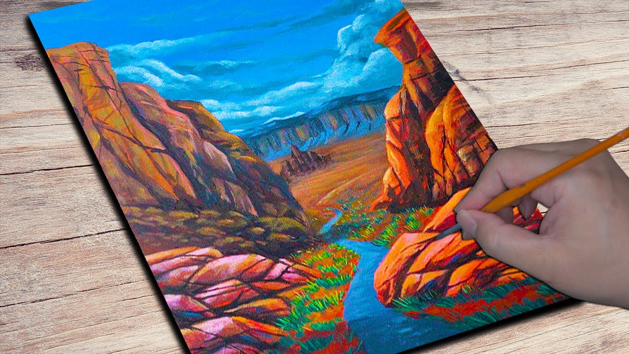 Acrylic Painting of Desert Rocks | Acrylic Painting | Daily Art 71