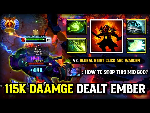 EPIC 115K DMG DEALT MID Ember Spirit | Mjollnir + Refresher Orb Build Vs. Global Right Click Warden