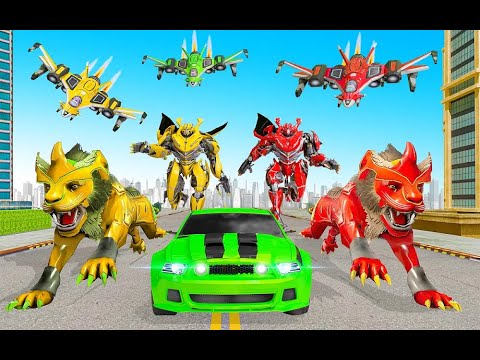 Lion Robot Car Transform Game || Air Jet Robot Game