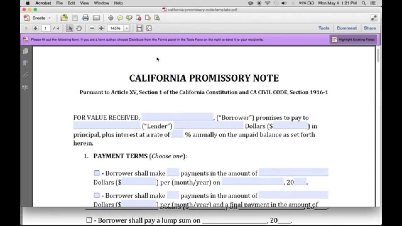 How to Write a California Promissory Note   PDF | Word