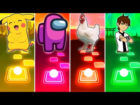 Pikachu vs Among Us vs Chicken vs Ben 10 - Tiles Hop EDM Rush