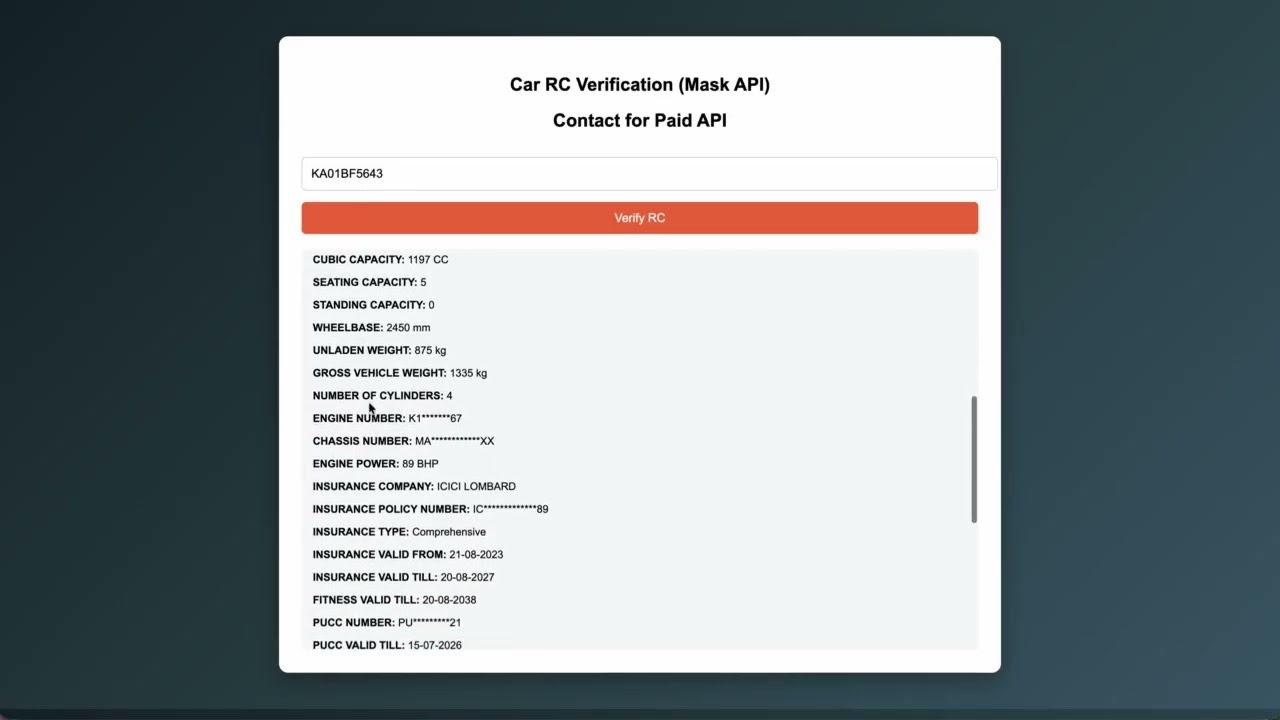 Vehicle RC Verification API