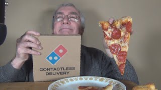 ASMR Eating a Domino's Contactless Delivered Pepperoni Pizza