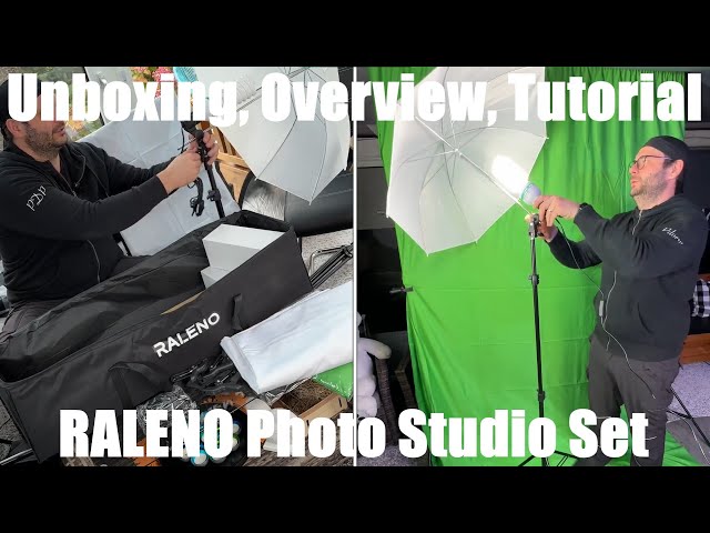 Vídeo relacionado con RALENO Kit de Iluminación de con Fondos, Kit de Soporte de Fondo 2,6 * 3 m, 5500 K LED de luz para fotografía con luz Suave, Paraguas Softbox Iluminación Continua