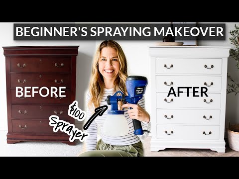 Beginner's Paint Sprayer Furniture Makeover | HomeRight Finish Max & Silk All In One Paint