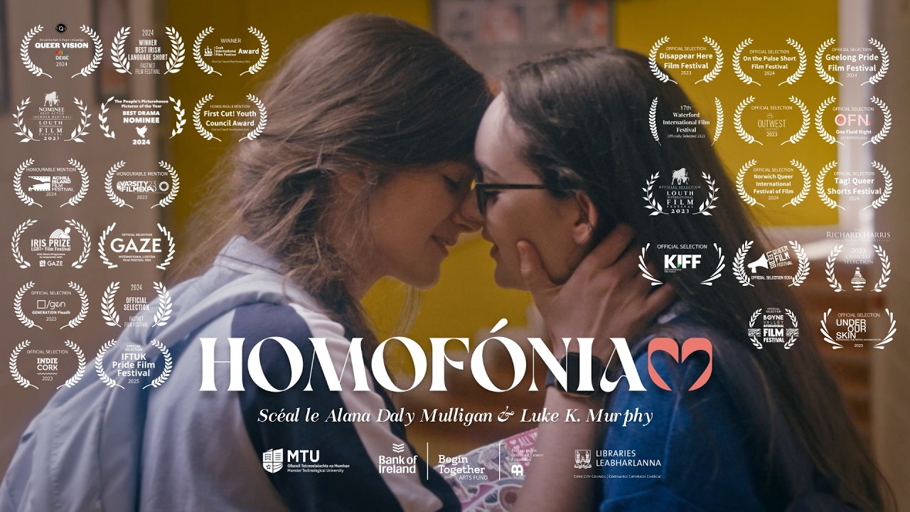 Miniature de la vidéo HOMOFÓNIA – Gearrscannán Aiteach as Gaeilge – Queer Irish Language Short Film (2023) du film Homofónia