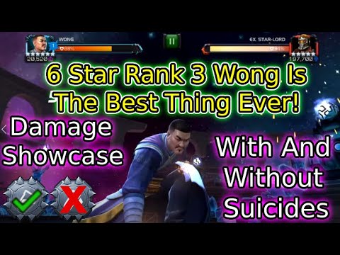 6 Star Rank 3 Wong Gameplay With & Without Suicides! Amazing Damage And Healing! | MCOC