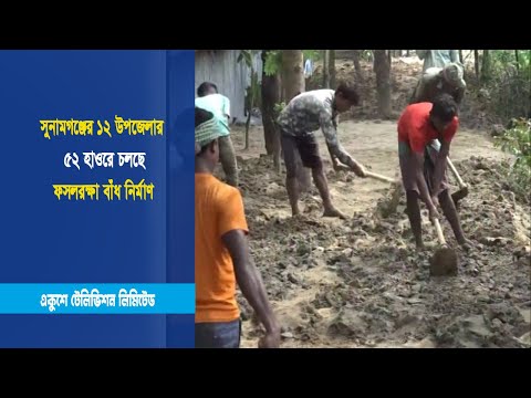 সুনামগঞ্জের ১২ উপজেলার ৫২ হাওরে চলছে ফসলরক্ষা বাঁধ নির্মাণ | ETV News