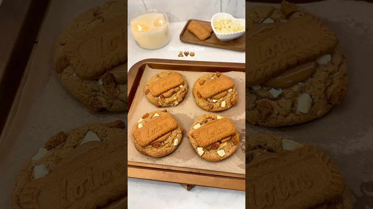 Soft & Chewy Biscoff Cookies!!🤎🍪 #baking #bakingrecipe #cookies #biscoff #recipe