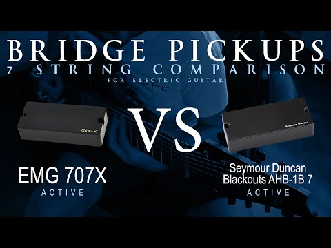EMG 707X vs Seymour Duncan BLACKOUTS 7 - 7 String Bridge Guitar Pickup Comparison Tone Demo