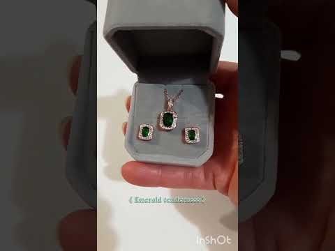 Подарок девушке Классический набор "Изумрудная классика" серьги колье медзолото 18К с цирконами в коробочке - фото 3 - id-p1458232023