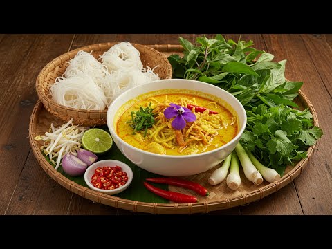 Cambodian Local Street Food Rice Noodle Soup
