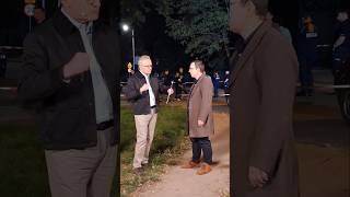 Kamery TVP oraz „Uwaga!” TVN przed ZSZ nr. 4 w Ostrołęce.