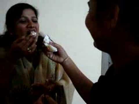 Smitha cutting her birthday cake