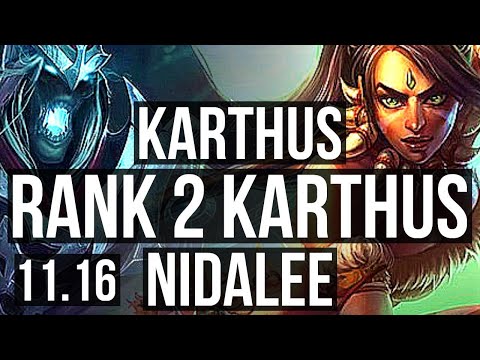 KARTHUS vs NIDALEE (JUNGLE) | Rank 2 Karthus, 12/2/8, Legendary, Rank 22 | KR Challenger | v11.16