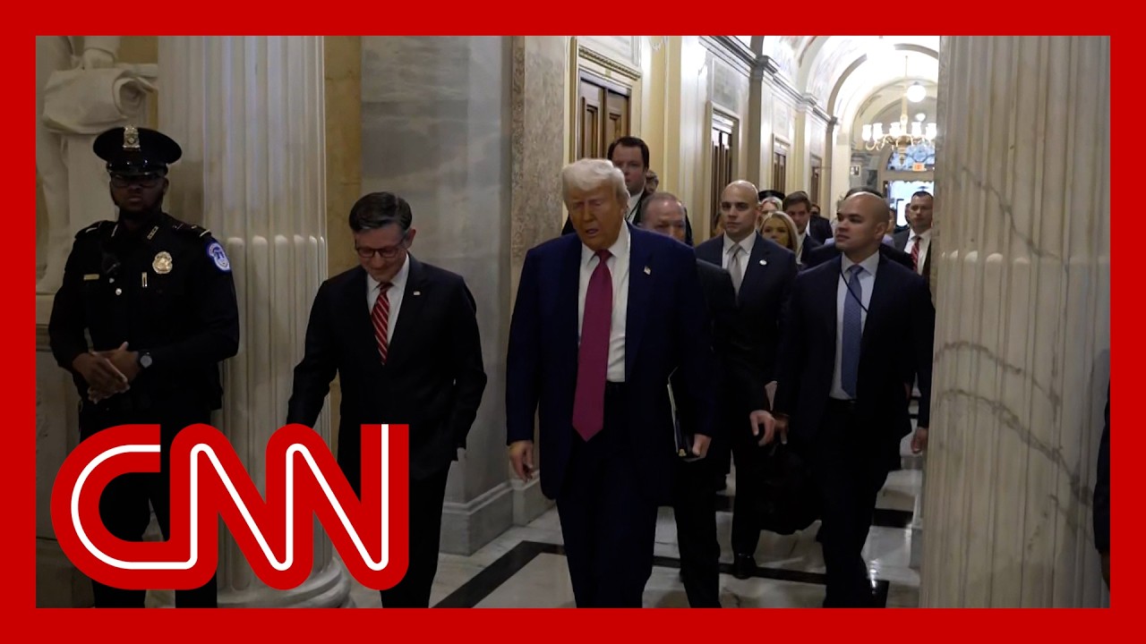 Trump goes to Capitol Hill to sway GOP hardliners to back sweeping bill