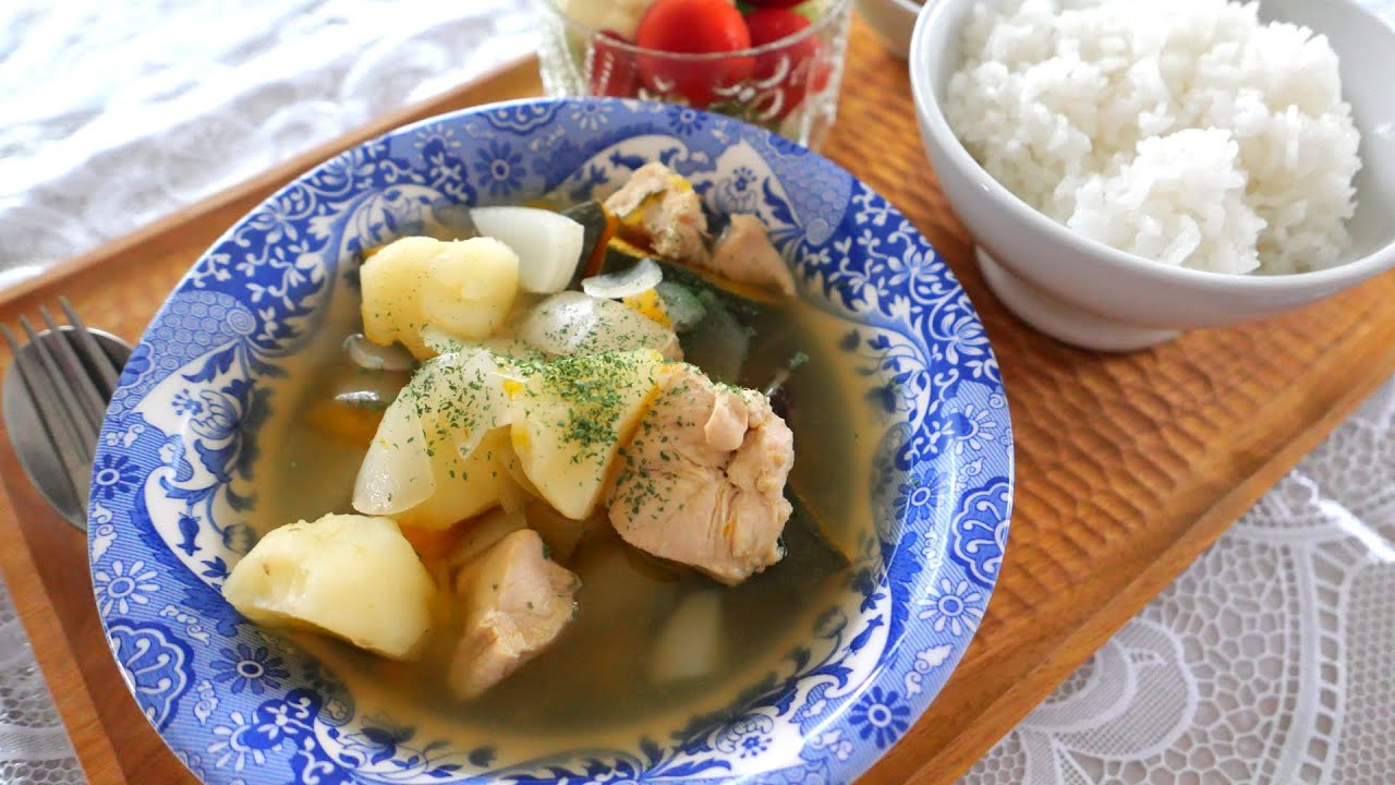 じゃが芋鶏ポトフ　ラベンダーお風呂漬け