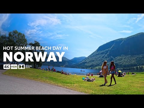 4K Scenic Drive Hot Summer Beach Day in Norway NO | Volda