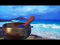 Tibetan Singing Bowls Music to Sleep with Rain Sounds and Ocean Waves Crashing in Hawaii
