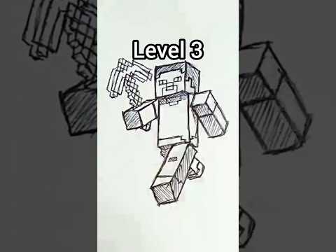 How to draw Steve in different level #shorts #anime #drawing #minecraft
