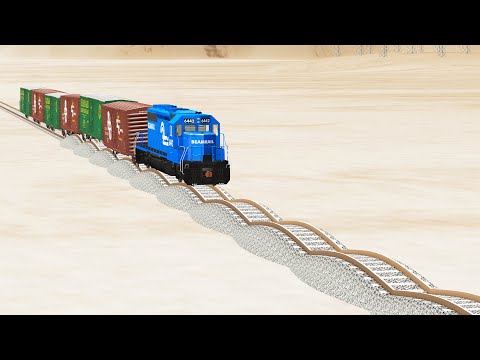 Impossible Small Up and Down Rail Tracks vs Trains crossing-Beamng Drive