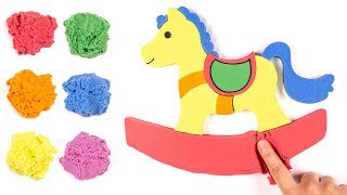 Kids Learn Colors with Rainbow Kinetic Sand DIY Horse Toy
