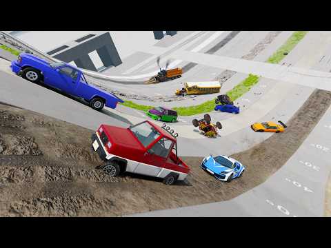 Racing Random Cars up Huge Ramp