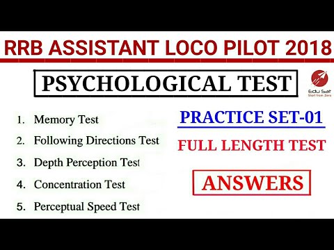 ANSWERS SET 01 | PSYCHOLOGICAL TEST | ASSISTANT LOCO PILOT | RRB ALP 2018 Video