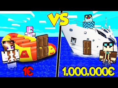 CASA ZATTERA DA 1€ CONTRO CASA ZATTERA DA 1.000.000€ SU MINECRAFT!!