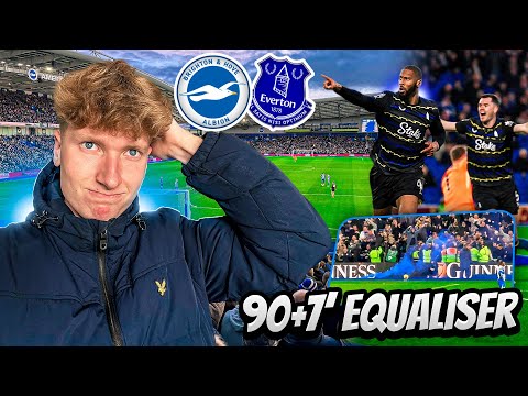AWAY END SCENES & PYROS as MOYES STORMS THE PITCH as EVERTON SCORE LATE EQUALISER AGAINST BRIGHTON