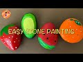 Strawberry, Avocado,Watermelon and Orange Stone Painting Tutorial. (Step by step)