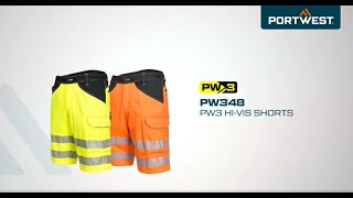 PW348 PW3 Hi-Vis Shorts Portwest