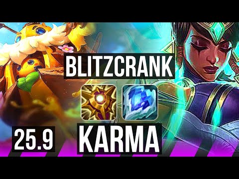 BLITZCRANK & Draven vs KARMA & Varus (SUP) | EUW Master | 25.9