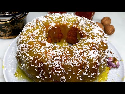 Yogurt cake with saffron sauce | yogurt cake recipe