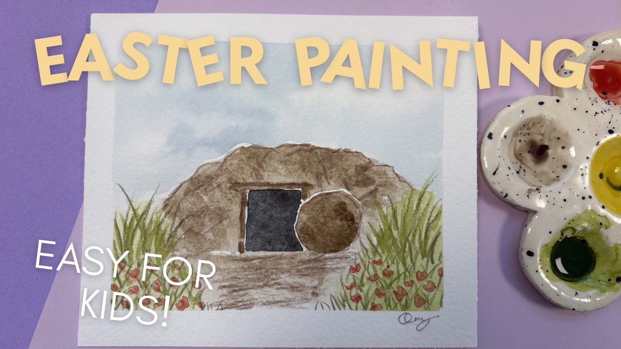 Empty Tomb Easter Watercolor Tutorial for Kids | Easy Christian Art Lesson